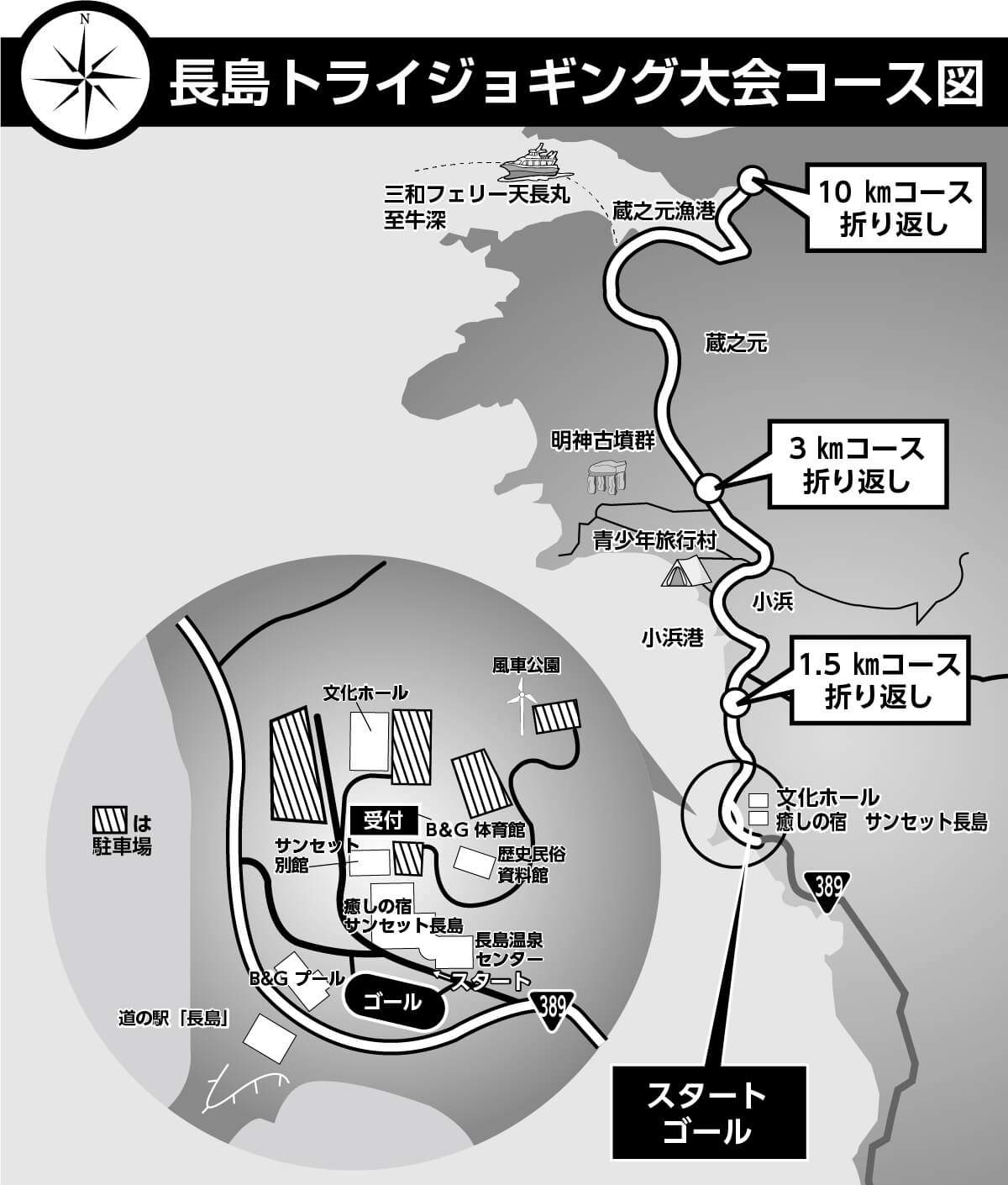 長島トライジョギング大会コースマップ